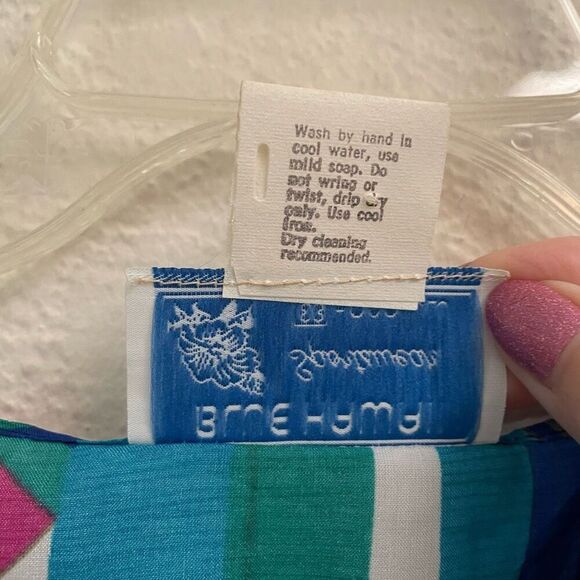 Vtg Blue Hawaii Blouse Womens S boxy bright multicolored side tie kimono sleeves - Picture 8 of 8